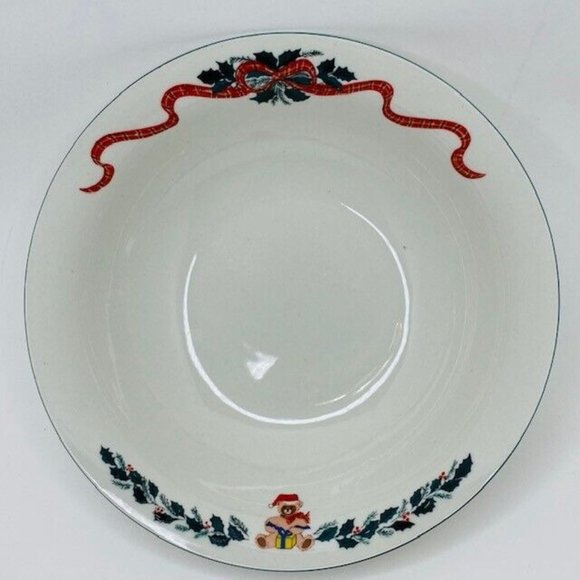 Newcor Origins Holiday Large Soup Bowl 126 Christmas Morning Tree Teddy Garland - Picture 1 of 7